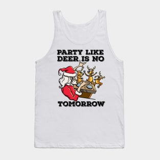 Santa Claus Deer DJ Dancing ReinDeer Party Fun Christmas Pun Tank Top